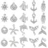 SUNNYCLUE 40Pcs 10 Styles Sea Animal Charms Silver Ocean Charms Bulk Alloy Rhinestone Sea Life Fish Starfish Seashell Animals Charm for Jewelry Making Charms Necklace DIY Crafts Earring Crafts Women view 1