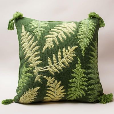 Latch Hook Kits Pillow Cover for Beginner Color Printed Canvas Yarn Crocheting Carpet Cushion Embroidery Hook and Latch Pillowcase Sofa Decoration 43x43cm Green Christmas Tree 1