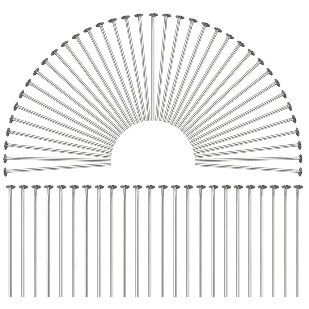 Qimoo 500Pcs Flat Head Pins for Jewelry Making, Stainless Steel Jewelry Head Pins Length 1.57"/40MM Flat Headpins for DIY Craft Bead Earring Necklace
