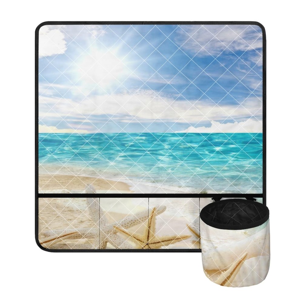 GLENLCWE Hawaiian Starfish on Beach Sewing Machine Pad Mats for Table,Modern Sewing Machine Mats Organizer with Pockets Non Slip Table Organizer Masts for Sewing Machine