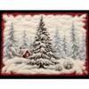 White Snow Christmas Pine Tree Latch Hook Rectangle Rug Kits for Adults Needle Crochet Yarn Kits Embroidery Carpet Hook and Latch Kit Floor Mat Tapestry Christmas Home Decoration 40x60cm(10) view 1