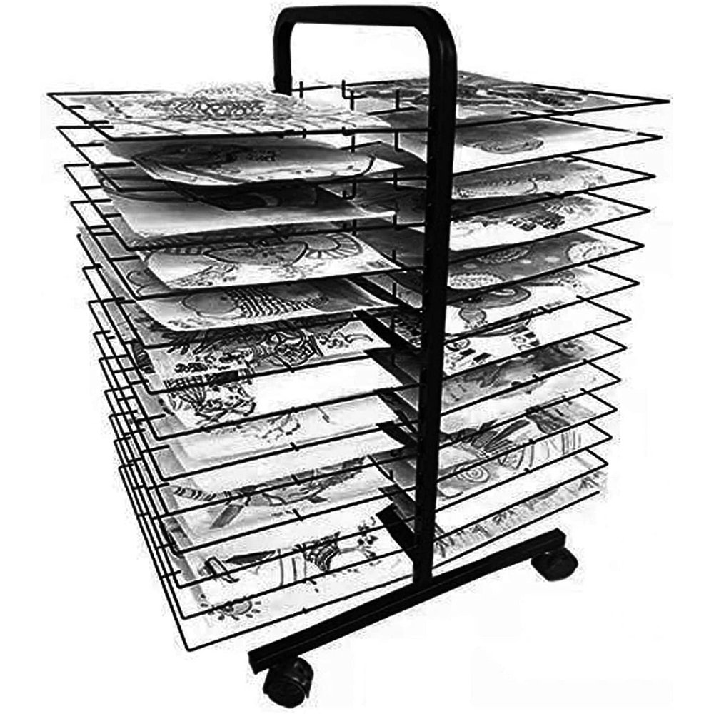 THEGA Double Sided Drying Rack - Art Drying Rack, 26-Shelf Mobile Drying Painting Racks, Metal Artwork Storage Display Rack, Mobile Metal Art Storage Rack, Paint Drying Rack