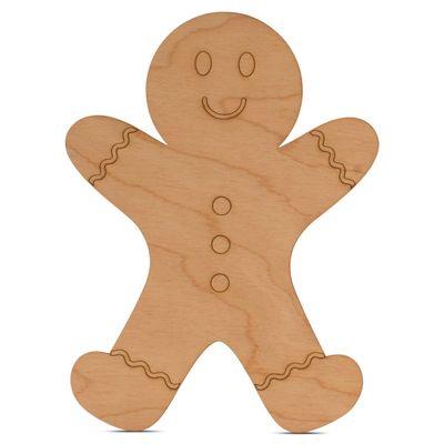 Wood Gingerbread Man Cutout 10-inch, Pack of 3 Unfinished Classroom Christmas Decorations for Crafts & Party Dcor, by Woodpeckers