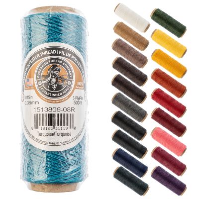 Gudebrod Waxed Thread 3ply Made in USA 500ft (152.4m) Spool 0.38mm (0.015in), Turquoise