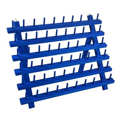 NW Colorful Wooden Thread Holder Sewing & Embroidery Rack with Hanging Hooks (Blue #2)