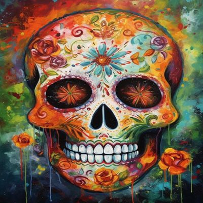 Sugar Skull Halloween (1) 5D Adult Diamond Art,DIY Diamond Art Painting Kit for Decor Canvas 11.7x15.7inch/30x40cm