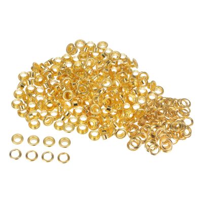 HARFINGTON 200set Grommets Kit Metal Eyelets 6mm 1/5" Hole Tiny Grommet for Shoes Clothes Belt Bag DIY Project, Gold Tone