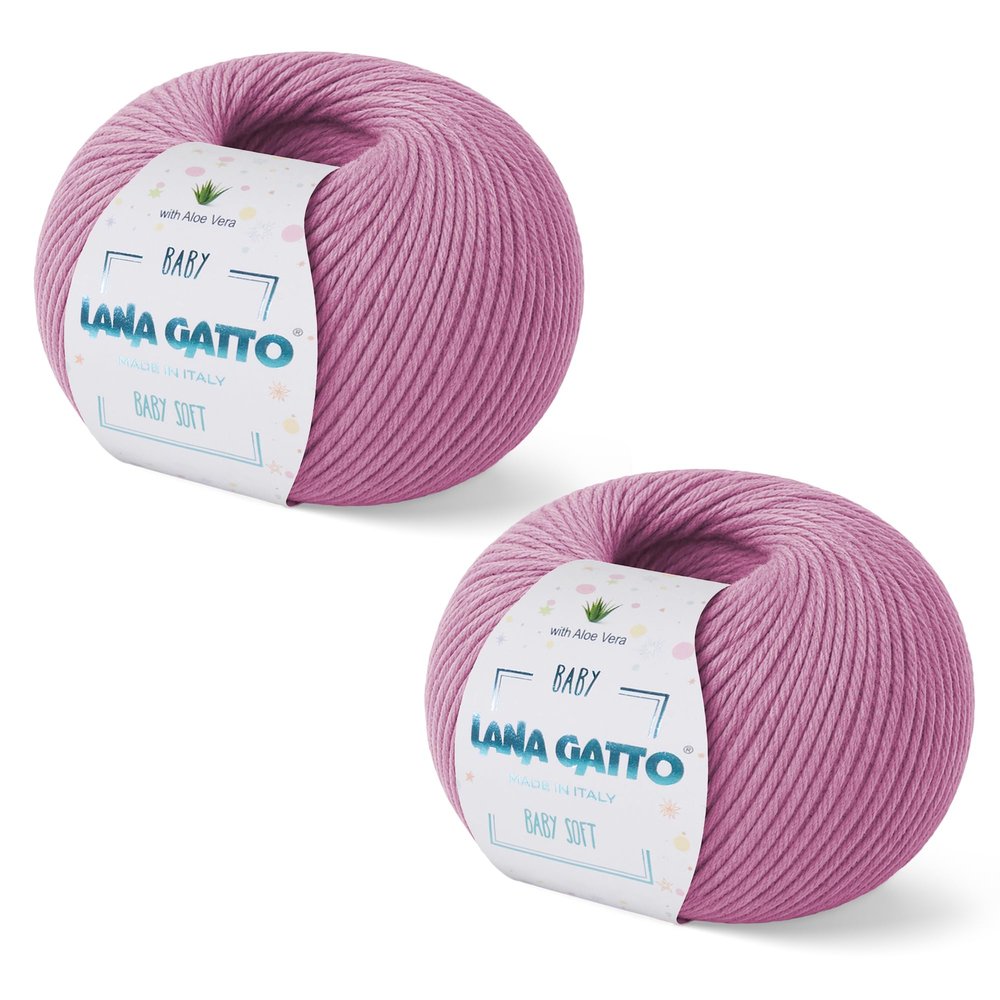 2-Pack 100% Merino Wool for Kids Natural Yarn with Aloe Vera for Knitting and Crocheting Baby Soft Made in Italy 3.6 oz. 372 yds (Pink - 9409, 2)