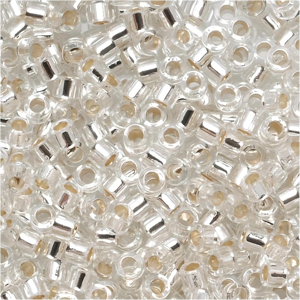 3 Pack - 21 Grams - Miyuki Delica Seed Beads, Size 11/0, Silver Lined Crystal DB041-3 Tubes of 7 Grams Each