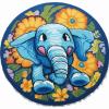 Flower Elephant Latch Hook Round Rug Kit Set Cushion Cover Latch Hook Kits Throw Pillowcase Craft Needlework Printed Pattern Canvas Cushion Carpet Hand Craft 20x20Inch view 1