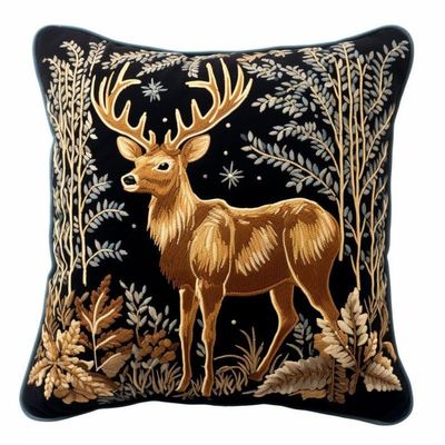 NineTribe Basics Gold Deer Latch Hook Pillow Kit Set 17 x 17 Inch