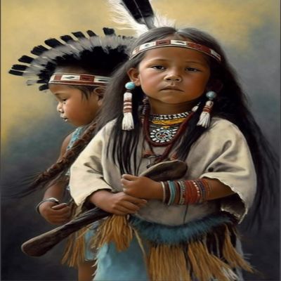 Diamond Painting Kits Round Full Drill 5D,Indian Children -DIY Paint with Diamonds Art Crystal Rhinestone Cross Stitch for Home Office Wall Crafts Decorations 20x20 Inch
