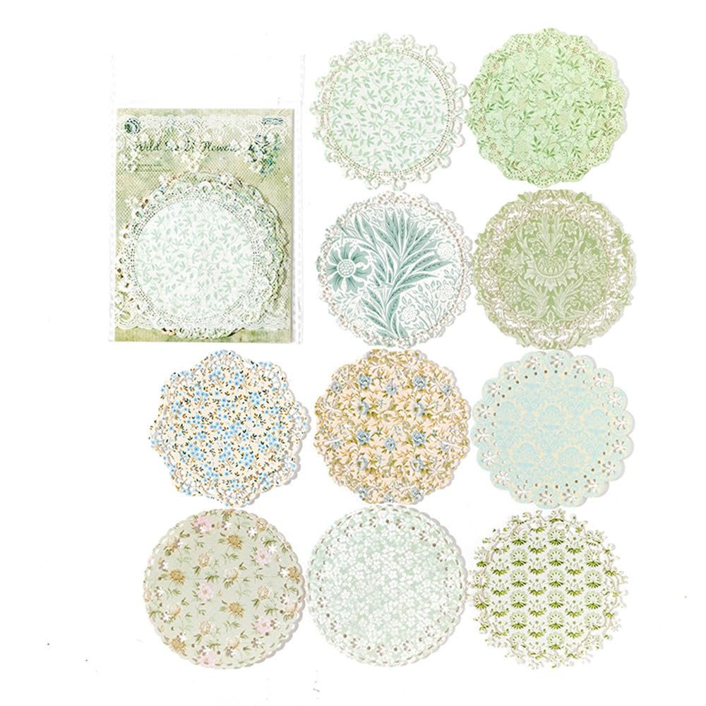 ZXMNBH Paper for Scrapbooking Kit Lace Mountain Collage Diary Planner Materials Adults Junk Journaling Decor Supplies 10 Pcs/Pack