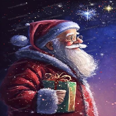 RMSGOZO Starry Sky Santa Claus Diamond Painting Kits for Adults Kids 16X24 Inch - Christmas Diamond Painting, 5D Full Circle Diamond Cross Stitch Kits for Home Decor Christmas Decor Gifts