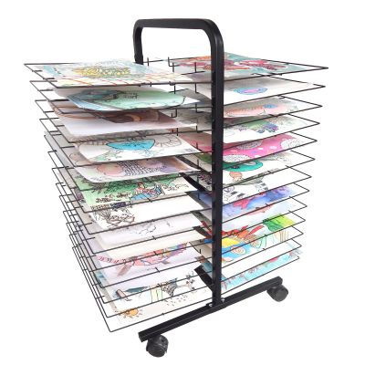 Art Drying Rack Painting Craft Artwork Canvas Storage, Drying Racks,Art Drying Rack, Mobile 26/38/50 Shelves Drying Rack on Wheels, Metal Power Coated Design Artwork Storage Display Rack for Classroom