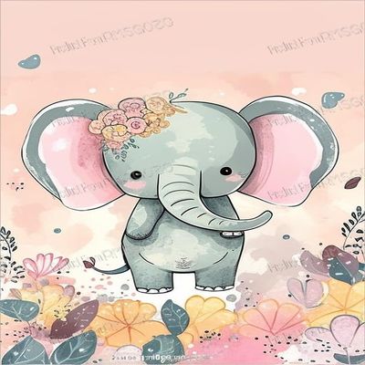 RMSGOZO Cartoon Cute Elephant Diamond Painting Kits 8X12 Inch - Elephant Diamond Painting for Adults Beginners & Kids, Full Round Gemstone Diamond Art Kits for Room Decor Wall Decor Gifts