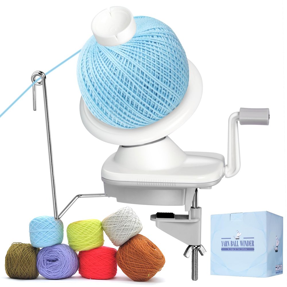 CESUSME Yarn Ball Winder, Yarn Wool String Ball Cake Winder, Hand Operated Winding Wool Winder Machine, Ball Winder for Yarn Tabletop Clamp, Yarn Cake Winder