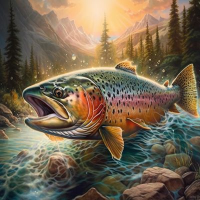 DIY 5D Diamond Art Painting Kits for Adults Colorful Rainbow Trout Diamond Art Easy for Beginner Round Full Drill Cross Stitch Mosaic Gems Craft for Home Decoration Festival Gift 30x40