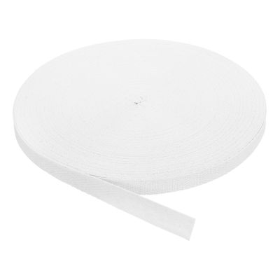 uxcell Twill Tape, 1Pcs 45 Yard x 15mm - Cotton Fabric Ribbon, Roll Herringbone Tape for Clothing, Accessories, Bags (White)