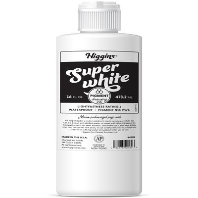Higgins Super White Pigmented Drawing Ink, 16 Oz. Bottle (44101)