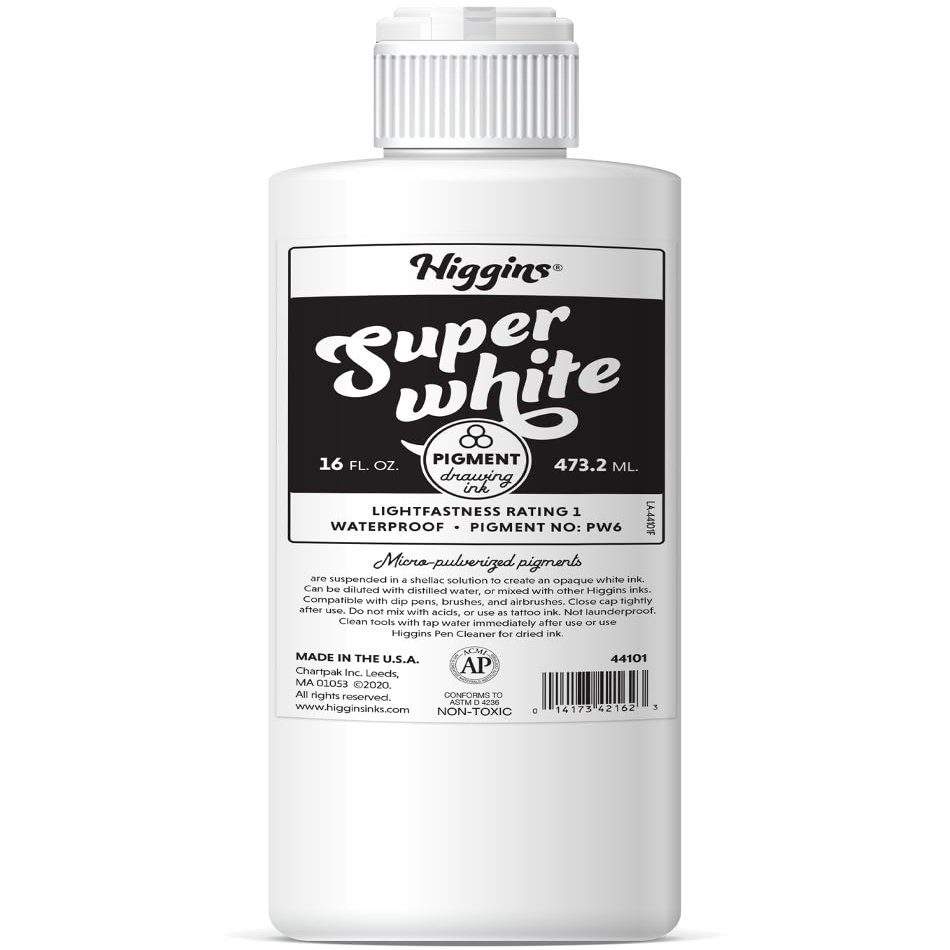 Higgins Super White Pigmented Drawing Ink, 16 Oz. Bottle (44101)
