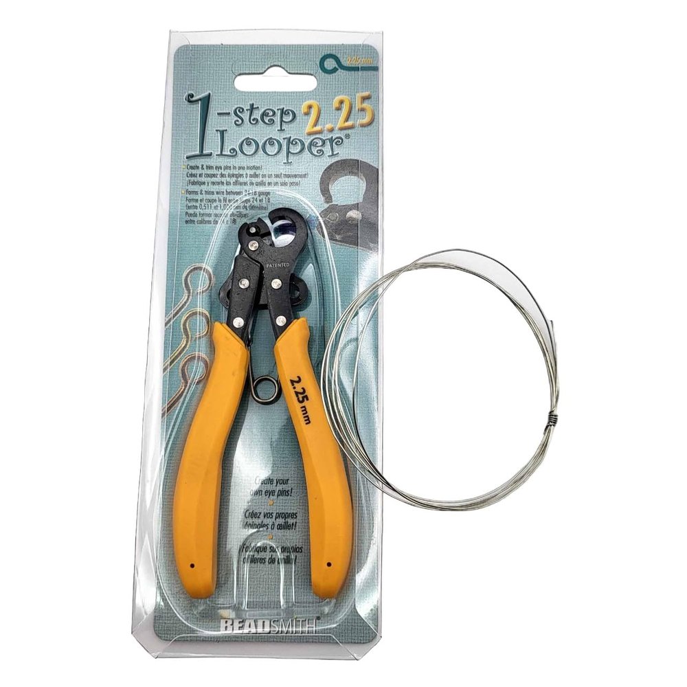 One Step Looper Plier for Jewelry Making Tool (2.25mm) Bundle With Silver Wire 22 Gauge 5 Feet
