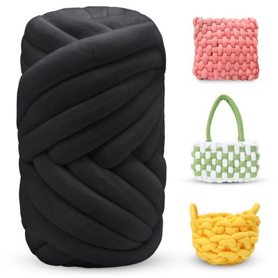 LEREATI Thick Chunky Yarn for Arm Knitting Jumbo Tube Soft Chunky Knit Blanket Velvet Yarn for Crocheting Handbags Hand Knitting Pet Bed Rugs Pillows Crafts (Graphite Gray, 0.55lbs)
