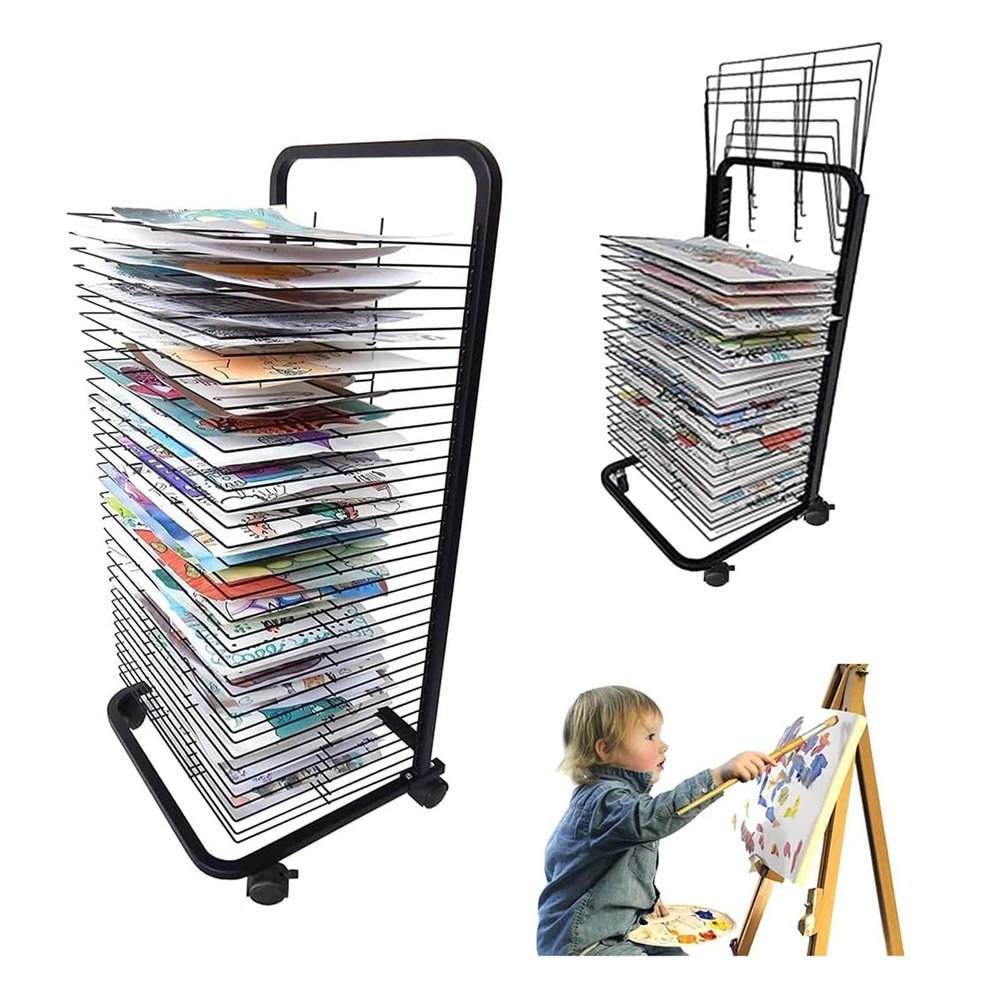 Art Drying Rack Flexible Shelves Mobile Cart Drying Racks,Art Drying Rack, 4 Sizes Mobile Art Drying Rack, Artist Gallery Portable Display Rack for Posters, Artwork, Prints, Canvas, Panels, Galleries,