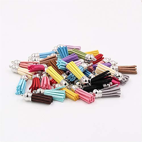 10pcs 38mm Leather Tassel for Keychain Cellphone Straps Jewelry Fiber Fringe Suede Tassel DIY Pendant Summer Jewelry Findings (Color: Brown)