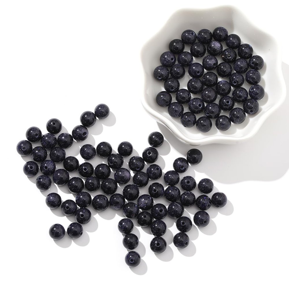100pcs Natural Stone Loose Beads 8mm Bule Sandstone Gemstone Spacer Beads Round Smooth Beads for Jewerly Making DIY Necklaces Bracelet