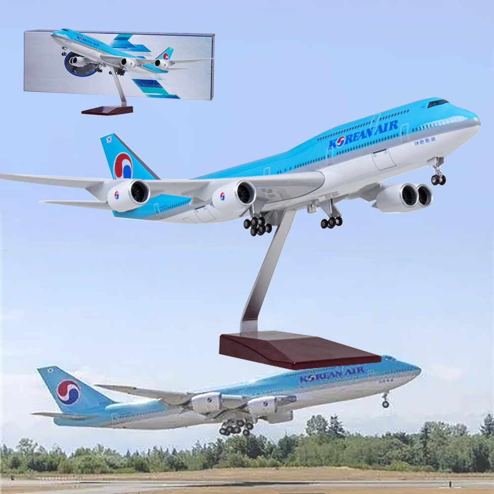 18.5" 1:150 Scale Model Airplane Korean B747-8 Model Jet Collectibles Resin Plane Models with Wheels Diecast for Collection Gift,Ordinary