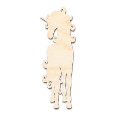 Unfinished Wood Swirly Unicorn Silhouette | DIY Mythical Craft Cutout | up to 46" DIY 46" / 1/2"