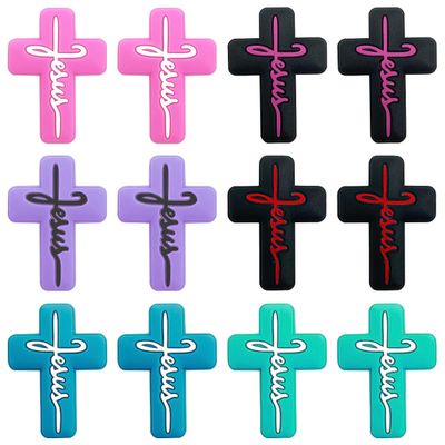 12Pcs Silicone Cross Beads Characters Focal Bead Mix Color Cross Shaped Focal Beads for Pens Keychain Making Bracelet Necklace DIY Crafts