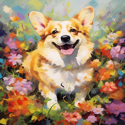 Stamped Cross Kits, Tenacious Corgi Dog, DIY Designs Cross-Stitch Easy Supplies Needlework, Needlepoint Embroidery Gift for Home Decor 16x20 inch