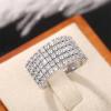 CIUFEWEK 14K Luxury Five Row Full Diamond Women's Ring Personalized Versatile Zircon Shiny Ring Halo CZ Wedding Engagement Ring Shiny Cocktail Full Diamond Ring 10 view 2