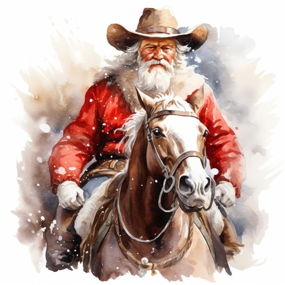 Sewnsty 14CT Stamped Cross Stitch Kits for Adults Clearance Counted Cross Stitch Patterns Santa Claus and Animal Horse Needlepoint Kits for Beginners (Santa Claus and Horse)
