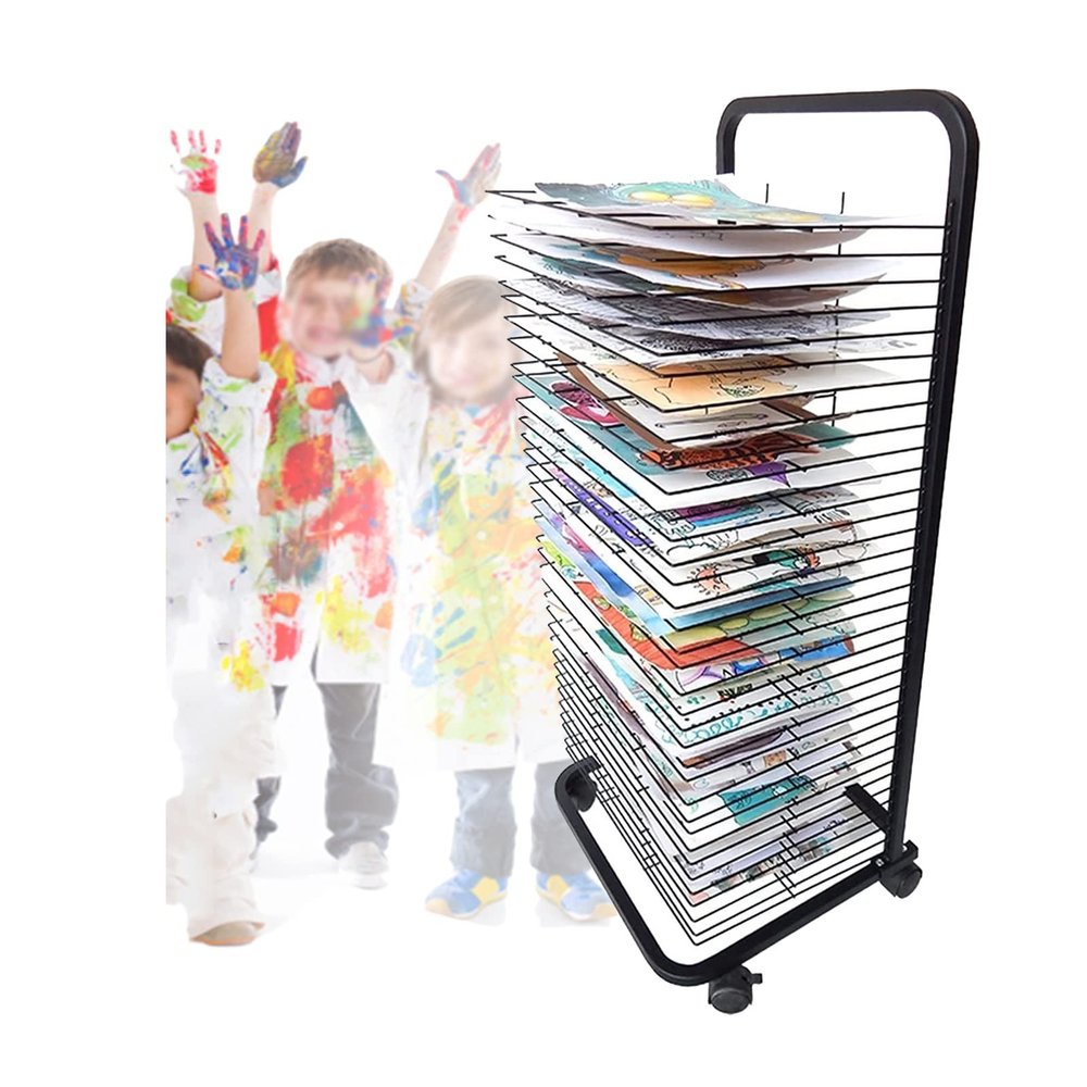 ZARUX Art Drying Rack for Classroom Painting Crafts, 25Tier Art Drying Rack, Foldable Easel with Pulleys to Save Space, Keep Your Paintings in The Best Condition (Size : 35Tier)