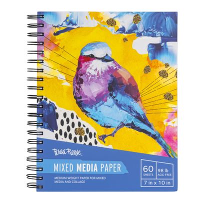 Brea Reese: Mixed Media Paper Pad 60 Sheets - 7x10-98 lb, Acid-Free, Layering & Collaging, Compact & Spiral-Bound, Easy Use, Adult Art Supplies