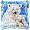 Polar Bear Mother Love Latch Hook Kits Pillow Making Sofa Cushion Cover Latch Hook Carpet Rug Acrylic Yarn,Pillowcase Craft Kits with Printed Canvas for Home Decor 17 x 17 Inch view 1