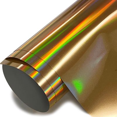 HTV4U Stretchable WeedFoil Heat Transfer Vinyl (Gold Spectrum, 20" x 12") - Metalic Look Shine Smooth Soft Finish Heat Press Iron on Paper Film for T-Shirts