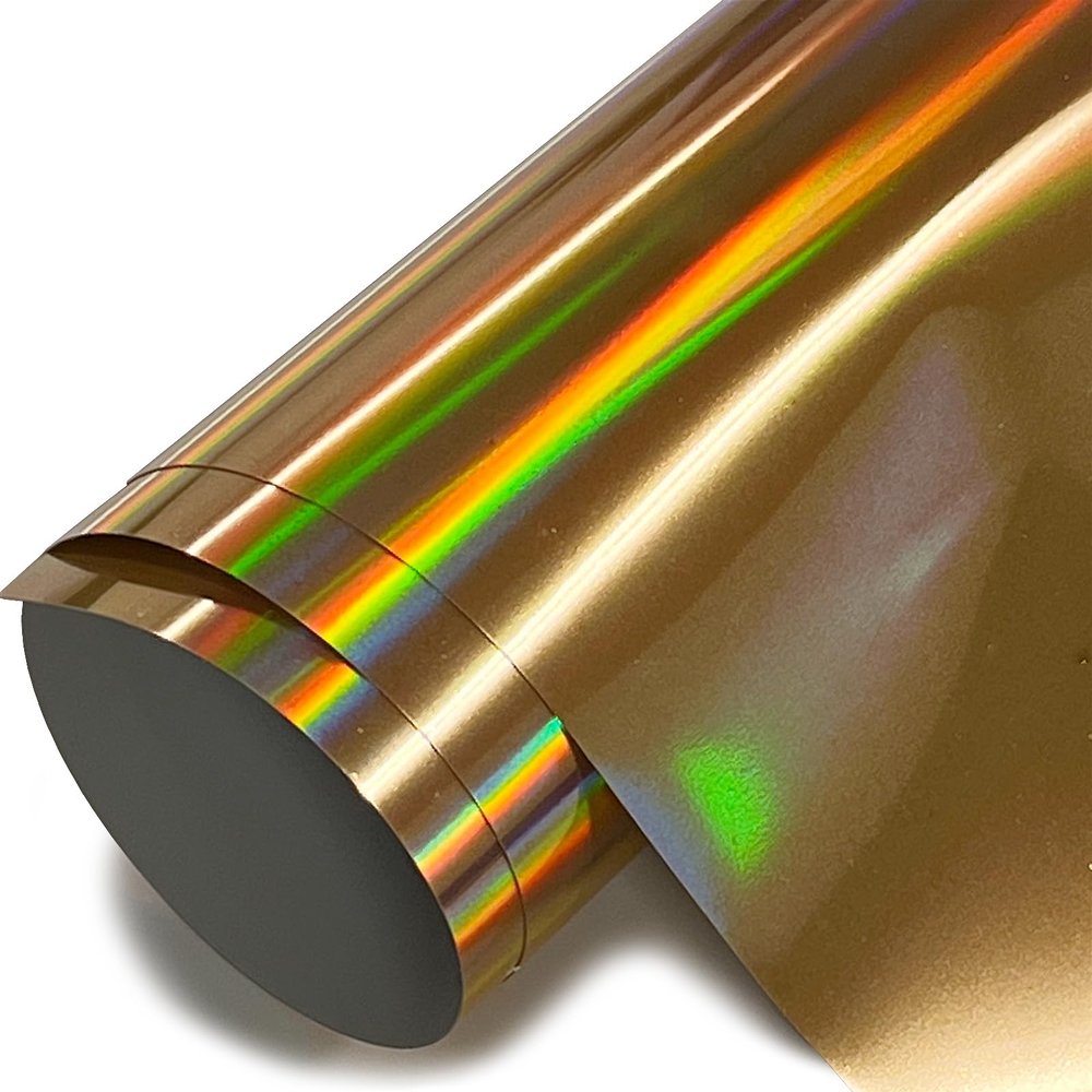 HTV4U Stretchable WeedFoil Heat Transfer Vinyl (Gold Spectrum, 20" x 12") - Metalic Look Shine Smooth Soft Finish Heat Press Iron on Paper Film for T-Shirts
