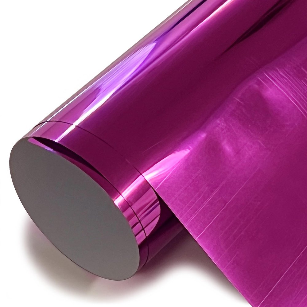 HTV4U Stretchable WeedFoil Heat Transfer Vinyl (Cherry, 20" x 3 Yards) - Metalic Look Shine Smooth Soft Finish Heat Press Iron on Paper Film for T-Shirts