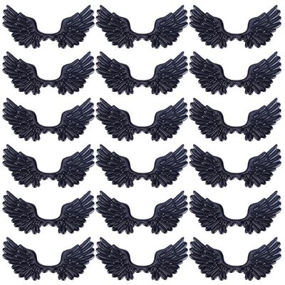 GORGECRAFT 50Pcs Black Angel Wings Patch 69 * 38mm PU Leather Embossed Mini Wings Patches Applique for DIY Craft Bag Hair Decoration Shirts Jeans Shoes Sewing Clothing Ornament Supplies