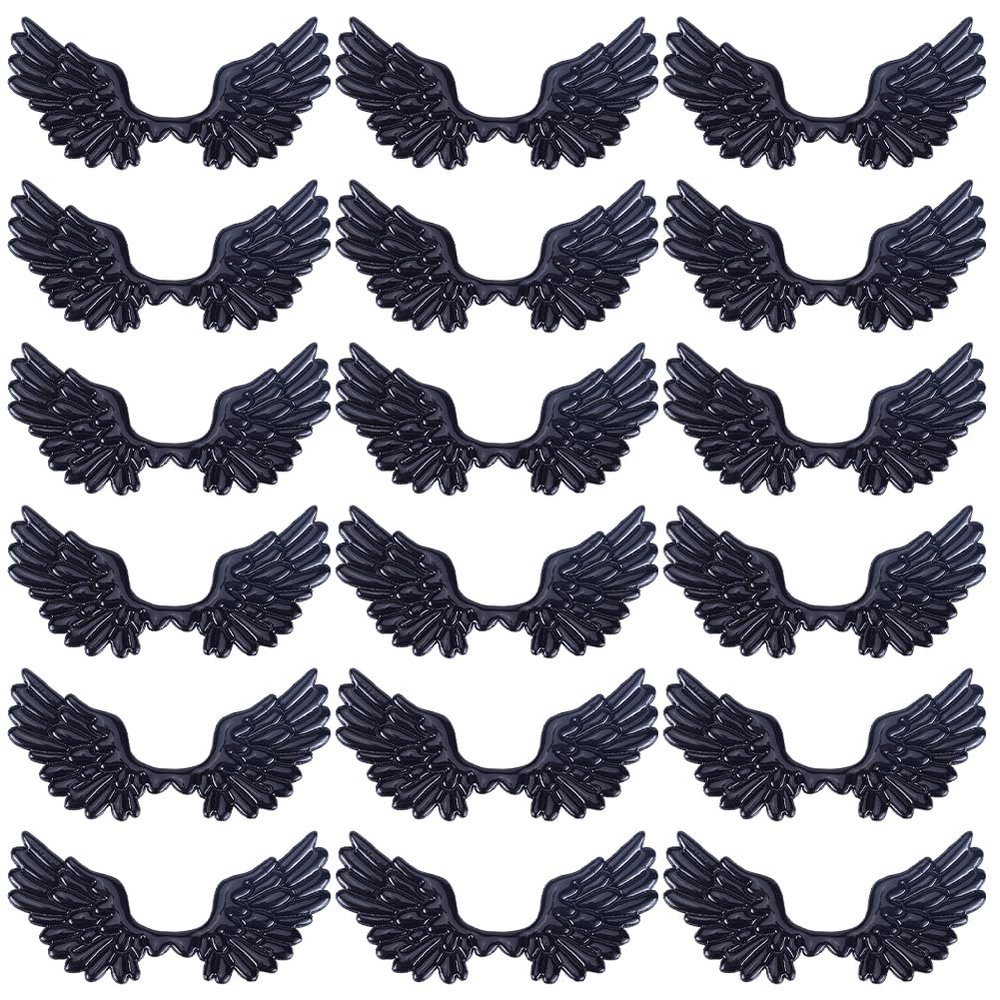 GORGECRAFT 50Pcs Black Angel Wings Patch 69 * 38mm PU Leather Embossed Mini Wings Patches Applique for DIY Craft Bag Hair Decoration Shirts Jeans Shoes Sewing Clothing Ornament Supplies