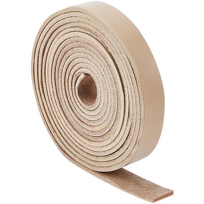 GORGECRAFT 79"/2m x 0.5"/12.5mm Cowhide Leather Strap Strips Genuine Leather String 2mm Thick Flat Leather Cord Braiding Thread Rope for Bracelets Necklace Making Keychains Boot Lace DIY Crafts, Tan
