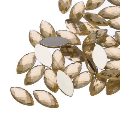 MECCANIXITY 100Pcs Acrylic Horse Eye Gems 7x15mm Flat Back Artificial Rhinestones for DIY Crafts Bead Wedding Party Face Painting Jewelry Making Champagne
