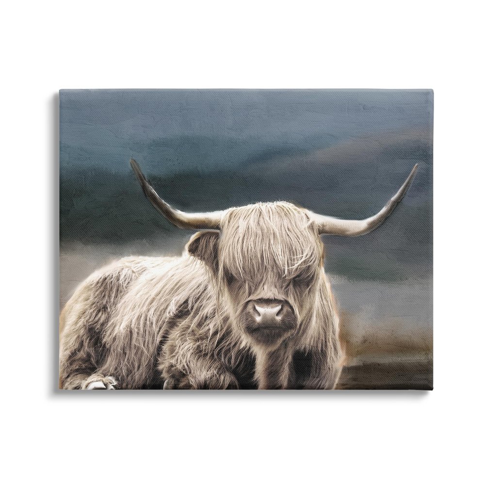 Stupell Industries Highland Cow Portrait Canvas Wall Art by Kim Allen