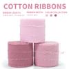 Keypan Dusty Rose Pink Ribbon 1-1/2 x 15 Yards Handmade Cotton Frayed Fringe Fabric Ribbons for Crafts Flower Bouquets Wedding Baby Shower Home DIY Decor view 2