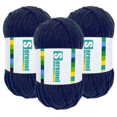 150g (3x50g) 3 Pieces of Mixed/Solid Color Crochet Knitting and Handicraft Yarn in Bulk, Fluffy and Soft, Worsted 100% Acrylic Yarn (Carbon Black)