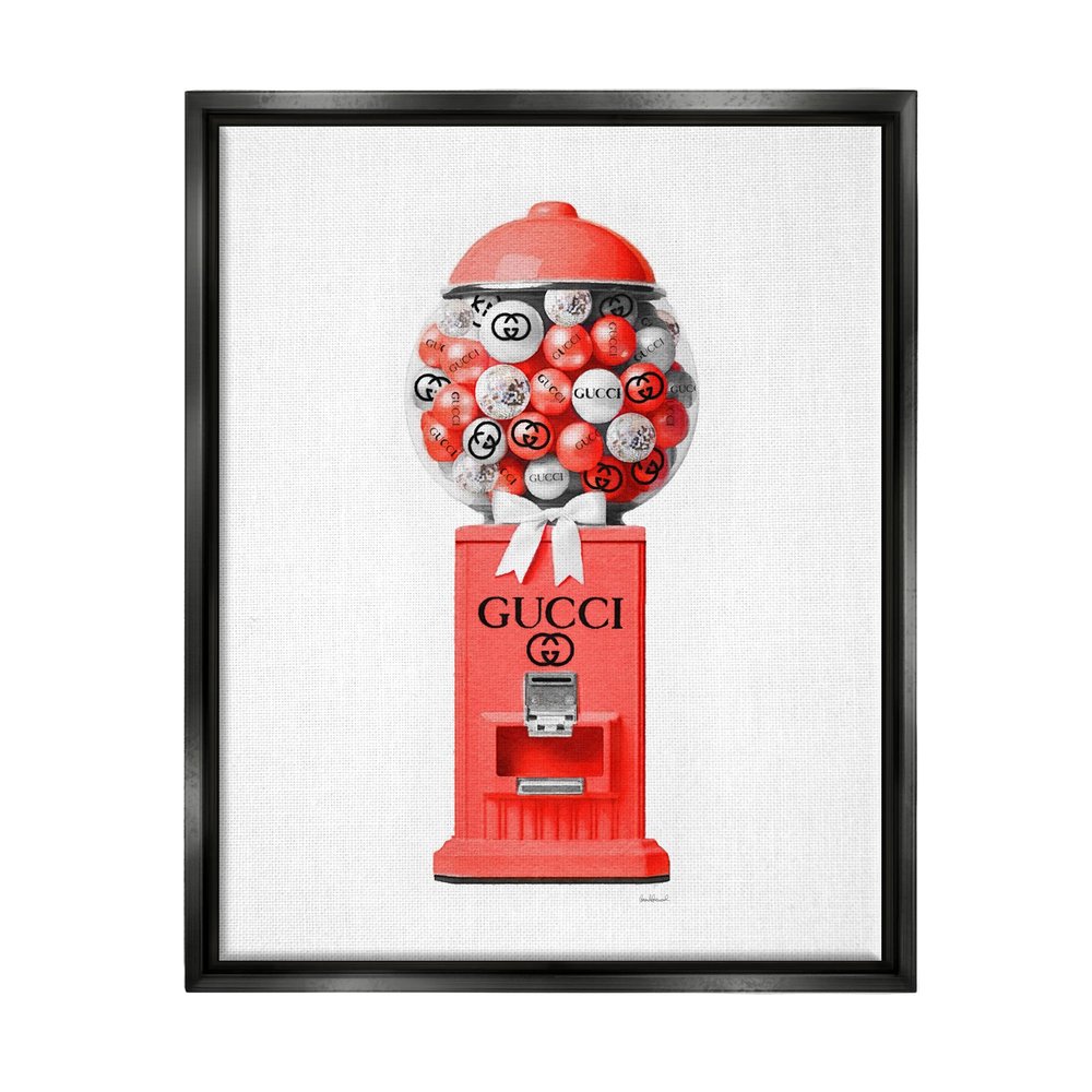 Stupell Industries Red Glam Candy Machine Framed Floater Canvas Wall Art by Amanda Greenwood